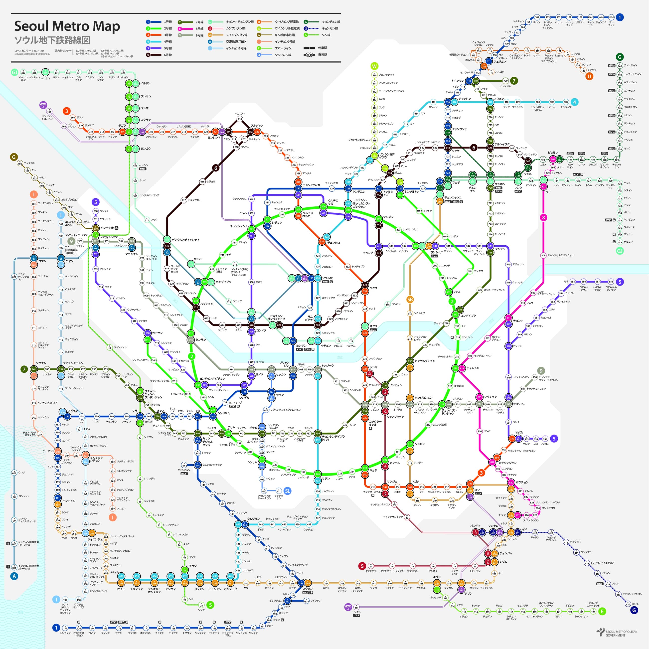 路線図は色と番号の組み合わせでできている